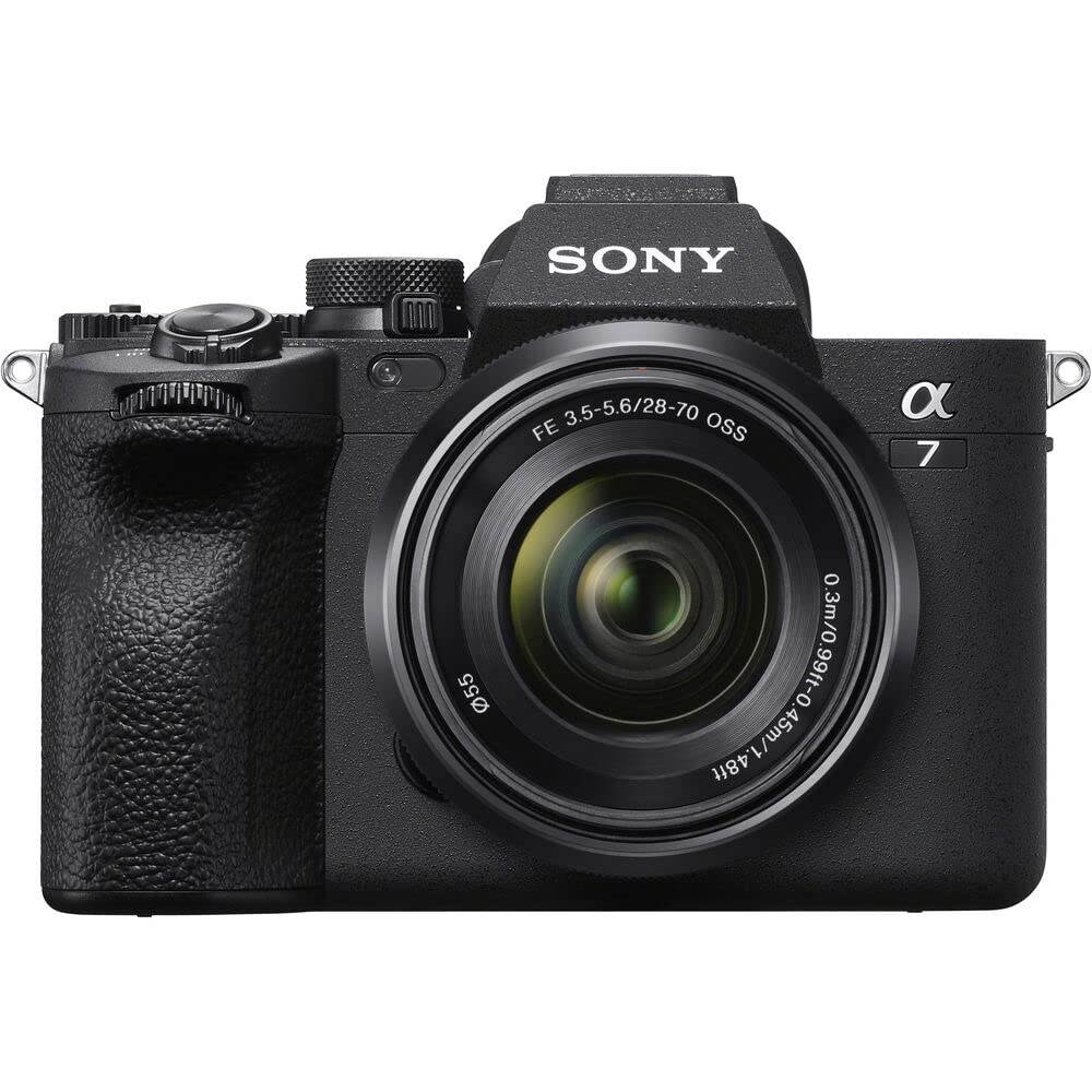 Sony a7 IV Mirrorless Camera with 28-70mm Lens (ILCE-7M4K/B) + 64GB Memory Card + Wide Angle Lens + Telephoto Lens + Color Filter Kit + Lens Hood + Bag + More (Renewed)