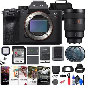 sony a7r iva mirrorless camera (ilce7rm4a/b) fe 24-105mm lens + 64gb memory card + filter kit + color filter kit + lens hood + bag + np-fz100 compatible battery + card reader + more (renewed)