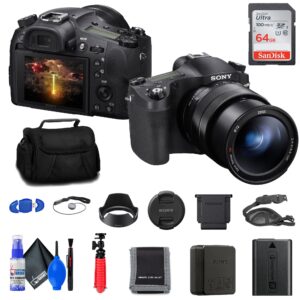 sony cyber-shot dsc-rx10 iv digital camera (dscrx10m4/b) + 64gb card + card reader + case + flexible tripod + hand strap + memory card wallet + cap keeper + cleaning kit (renewed)