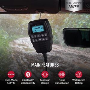 Cobra 75 All Road Wireless CB Radio - Dual-Mode AM/FM, Full 40 Channels, Bluetooth Connectivity, Digital Noise Cancellation, Waterproof, Instant Channel 9, 4-Watt Output, Easy to Operate, Black