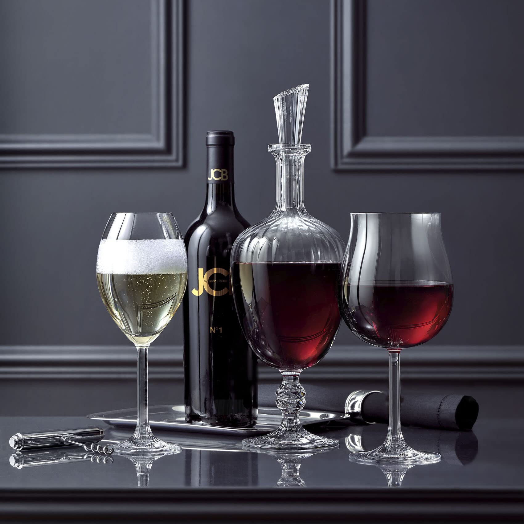 Extra Large Crystal Wine Glasses with Stem - Elegant Wide Rim Stemware Giant Red Wine Glasses - Patented Stemmed Long Wine Glasses for Unique Modern Wine Glass Gifts, Set of 2-32oz.