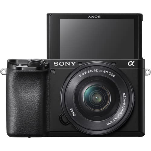 Sony Alpha a6100 Mirrorless Digital Camera (ILCE6100L/B) with 16-50mm Lenses with Flash, 64GB Memory Card, Cleaning Set and More (Renewed)