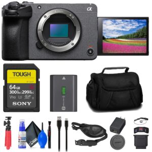 sony fx30 digital cinema camera (ilme-fx30b) + 64gb sf-g tough card + bag + flex tripod + hand strap + memory wallet + cap keeper + cleaning kit (renewed)