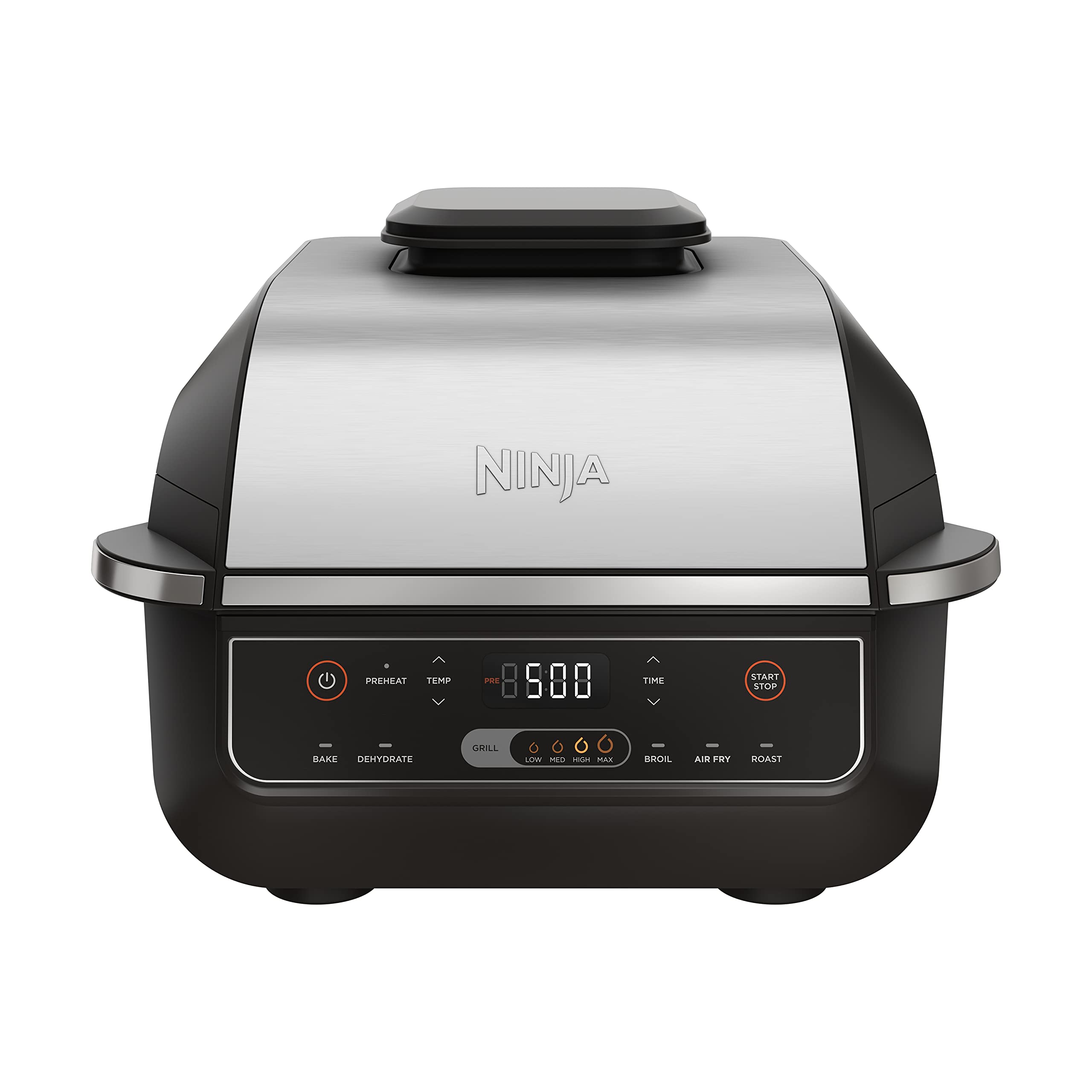 Ninja EG201 Foodi 6-in-1 Indoor Grill with Air Fry, Roast, Bake, Broil, & Dehydrate, 2nd Generation, Black/Silver (Renewed)