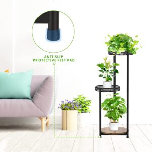 Oppro Plant Stand Indoor Outdoor Clearance, 3 Tier Metal Corner Plant Stands Shelf Holder, Tierd Stand Flower Shelf Display Rack for Living Room Balcony Garden Patio, Black