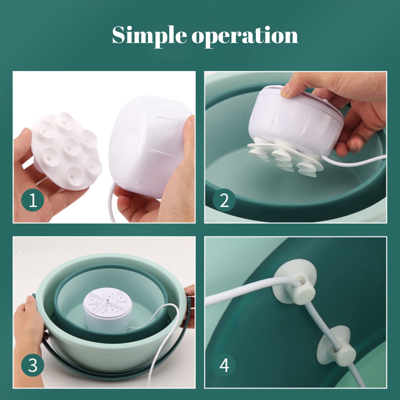 Foldable Mini Washing Machine, Portable Washing Machine for Apartment, Mini Laundry Small Handheld Turbine Washer for Underwear Socks Baby Clothes Automatic Clothes Washer Tub for Camping RV Travel