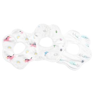 tiny twinkle roundabout drool bibs 3 pack - 360 rotating waterproof and absorbent teething baby (unicorn set), rb3-c1