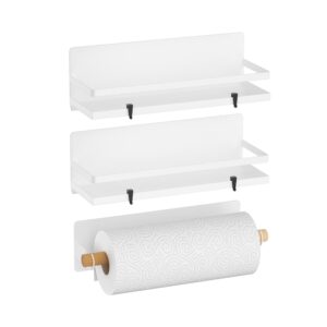 magnetic spice rack for refrigerator moveable magnetic shelf organizer with paper towel holder kitchen refrigerator storage rack fridge magnet organizer,white,3 packs