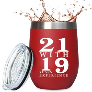 40th birthday tumbler gifts for women – 12ounce insult stainless steel wine tumbler,turning 40 birthday wine glass, unique gift idea for women her, mom,coworker,sister,wife (red)