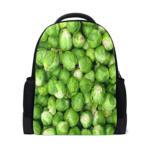 HURPAN Green Brussel Sprout Vegetables Laptop Backpack Casual Travel Daypack for Men Women,Shoulder Bag School Bookbag For Boys Girls