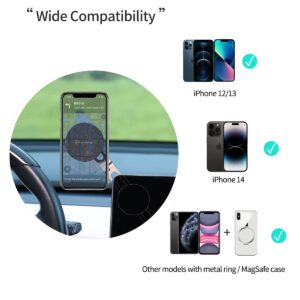 TPARTS Foldable Magnetic Car Mount, Hidden Design for Tesla Model 3/Y, Compatible with iPhone 15 Pro, 14, 13, 12, MagSafe Cases