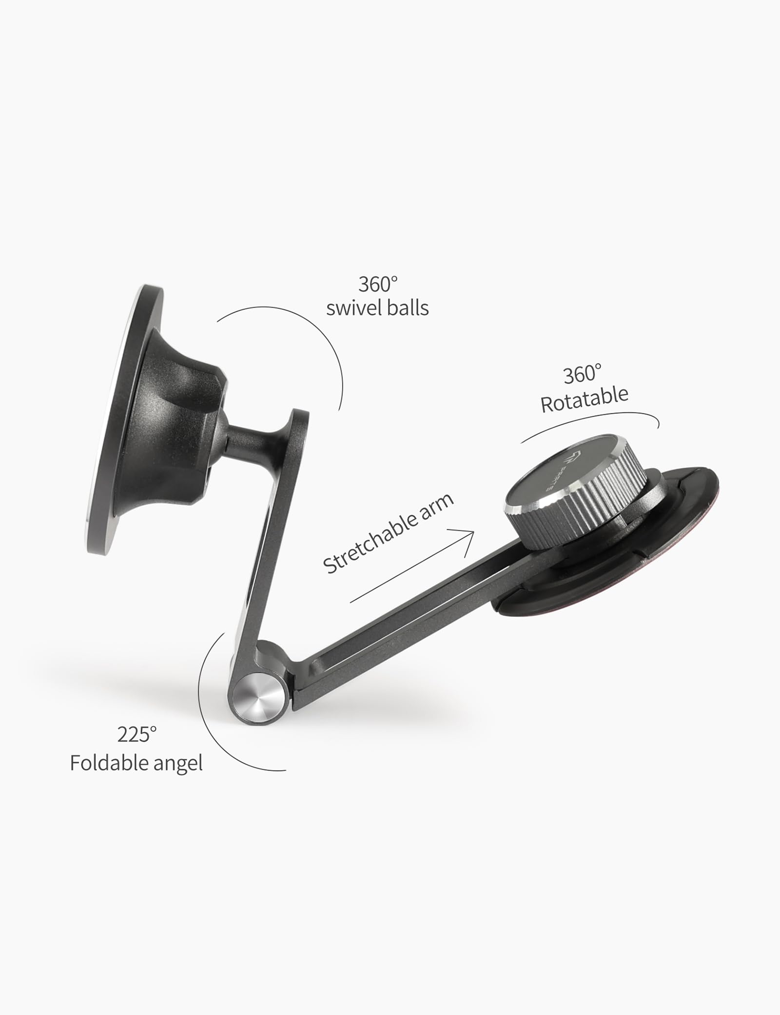 TPARTS Foldable Magnetic Car Mount, Hidden Design for Tesla Model 3/Y, Compatible with iPhone 15 Pro, 14, 13, 12, MagSafe Cases