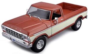 maisto - 1/18 scale model compatible with ford replica miniature model classic vintage collectible f150 pick-up 1979 (brown)