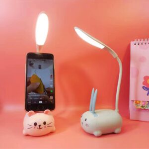 Yinhamnl LED Desk Lamp，Mini Cat Night Light, Portable LED Table Light, Cute Foldable USB Rechargeable Reading Light Bedroom Children's Bedside Study (Blue)