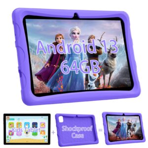 colorroom android 13 tablet for kids 10inch kids tablet 64gb 512gb expand parental controls, learning & play, dual camera, wifi, bluetooth, 1280 * 800 touch screen, games tableta with youtube