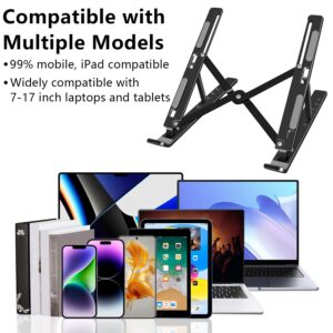 FOBELEC Laptop Stand, Adjustable Ergonomic Portable Aluminum Laptop Holder, Foldable Computer Stand 6 Angles Anti-Slip Laptop Riser Compatible with 4-17 inch Laptops