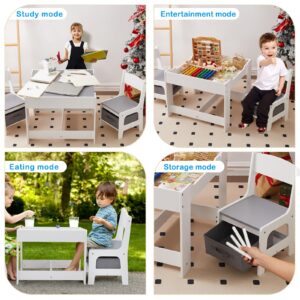 Kids Table and Chair Set with Storage,Toddler Table and Chair Set 2-4 Year Old, Toddler Activity Table,Kids Desk and Chair Set,Mesa para Niños,Table for Kids 2-5