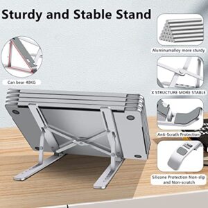 FOBELEC Laptop Stand, Aluminum Full Coverage Non-Slip Rubber Adjustable Ergonomic Portable Laptop Holder, Foldable Computer Stand 6 Angles Anti-Slip Laptop Riser Compatible with 4-17 inch Laptops