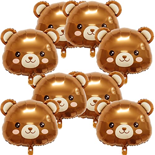 8Pcs Bear Balloon Farm Animal Balloons, Cute Bear Shaped Brown Balloons Foil Balloons for Baby Shower Decorations Animal Birthday Party Jungle Theme Party Decoration, Birthday Party Decor Supplies