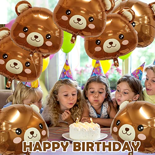 8Pcs Bear Balloon Farm Animal Balloons, Cute Bear Shaped Brown Balloons Foil Balloons for Baby Shower Decorations Animal Birthday Party Jungle Theme Party Decoration, Birthday Party Decor Supplies