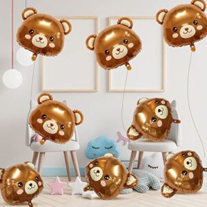 8Pcs Bear Balloon Farm Animal Balloons, Cute Bear Shaped Brown Balloons Foil Balloons for Baby Shower Decorations Animal Birthday Party Jungle Theme Party Decoration, Birthday Party Decor Supplies