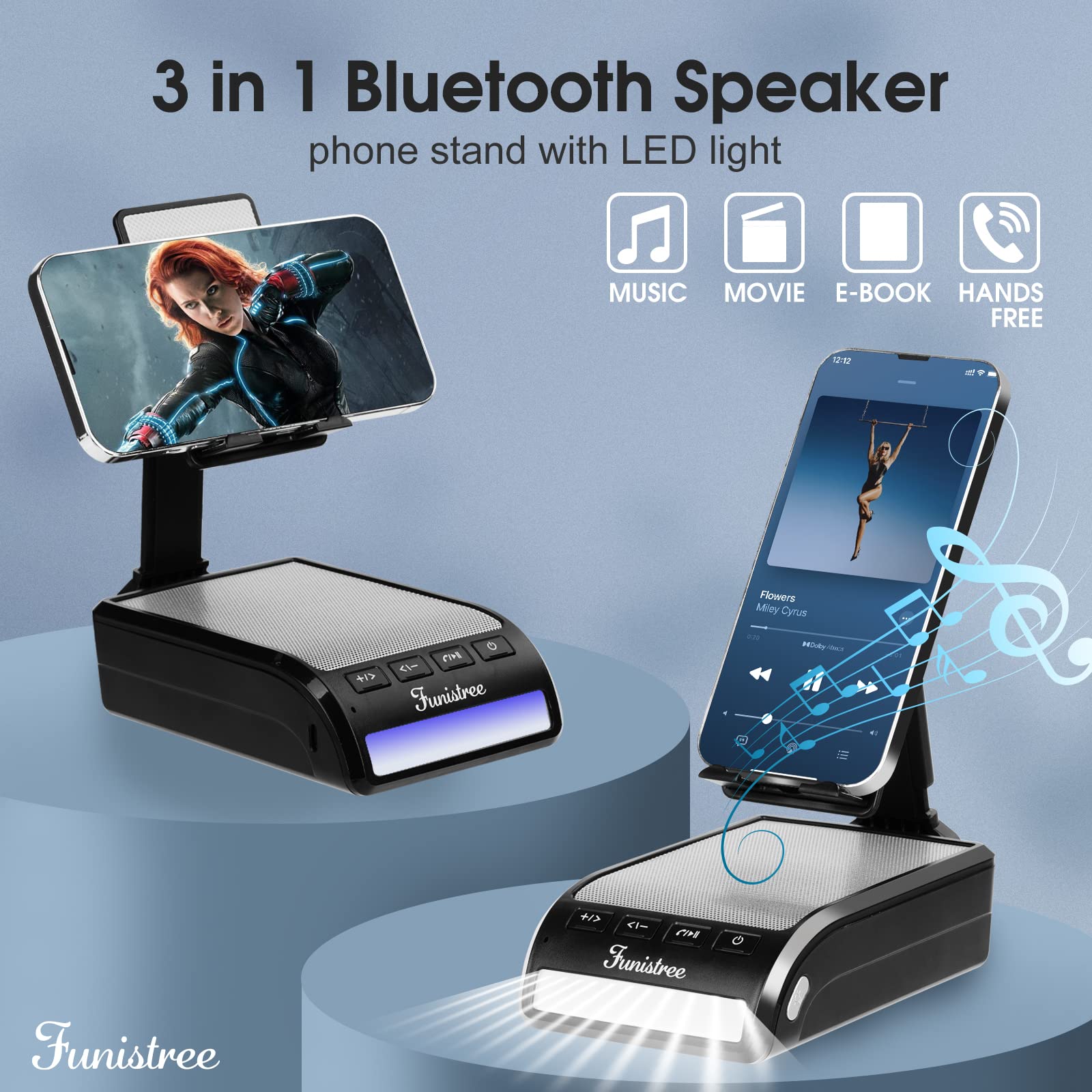 Funistree Gifts for Men Women Dad, Cell Phone Stand with Wireless Bluetooth Speaker, Dad Gifts from Daughter Son Fathers Day, Cool Anniversary Birthday Gifts for Him Husband Boyfriend Tech Gadgets