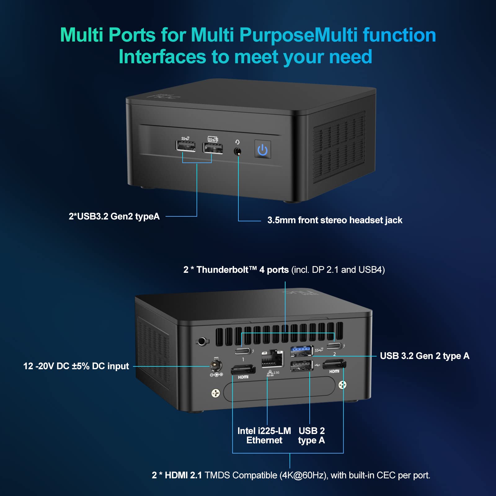 Intel NUC 13 Pro NUC13ANHi7 Arena Canyon Mini PC, Core i7-1360P, 32GB RAM, 1TB SSD, Mini Computers Windows 11 Pro for Business Home Office, Support 8K/4K Quad Display/WiFi 6E/BT 5.3/Thunderbolt 4