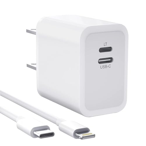 USB C Charger for iPhone 15/15 Pro/15 Pro Max, Updated Dual Port Wall Charger Power Adapter with Lightning Cable, Universal Travel Charger for iPhone, Samsung Galaxy, Google Pixel, LG and More