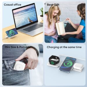 GEEK FULLY 3 in-1 Wireless Charging Pad Magnetic Foldable Charger Station Fast Travel Charger for Multiple Devices Adapt with Phone, iWatch Series, AirPods 3/2(Adapter not Included)