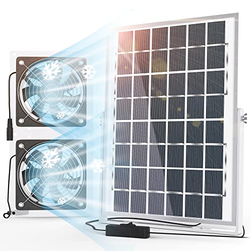 SOLPERK Solar Fan for Greenhouse, 10W Solar Powered Fan for Chicken Coop, Waterproof Solar Exhaust Fan for Shed with 11.8ft/3.6m Cable