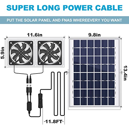 SOLPERK Solar Fan for Greenhouse, 10W Solar Powered Fan for Chicken Coop, Waterproof Solar Exhaust Fan for Shed with 11.8ft/3.6m Cable