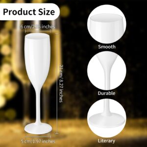 XUWAIDSGN Champagne Flute Acrylic Champagne Glasses Wedding Toasting Champagne Flute Goblet Plastic Reusable Unbreakable Champagne Cups for Bachelorette Wedding Bridal Shower Party (White, 24)