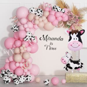 Cow Balloons Garland Arch Kit With Pink Double-Layer Nude Cow Print Balloon Animal Balloon Farm Cow Birthday Party Baby Shower Birthday Party Decorations