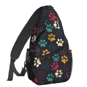 NiuKom Dog Cat Paw Crossbody Bags for Women Trendy Sling Backpack Men Chest Bag Gym Cycling Travel Hiking Daypacks