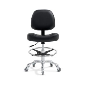 ainilaily drafting chair tall office chair for standing desk - shop stool with backrest, esthetician drafting stool with wheels,counter height chair for studio, workbench (black, with foot rest)