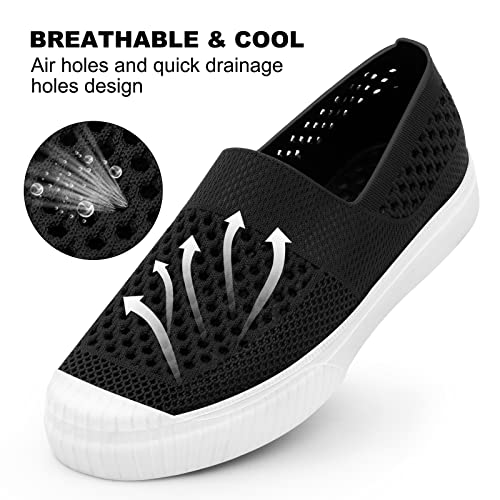 Harvest Land Womens Garden Clogs Shoes Quick Drying Breathable Water Shoes Slip-On Summer Outdoor Beach Sand Sandals Black Size 8