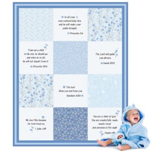 oudain christian baby blankets for baby blanket with bible verses scripture flowers paisley baby receiving baptism blanket christian christening gifts for newborn kids, 30 x 40 inch (blue)