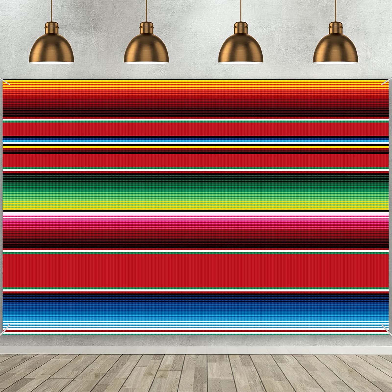 MAQTT 72X60in Mexican Theme Party Striped Backdrop Fiesta Cinco De Mayo Background Party Decoration for Cake Table Decor Photo Booth Banne…