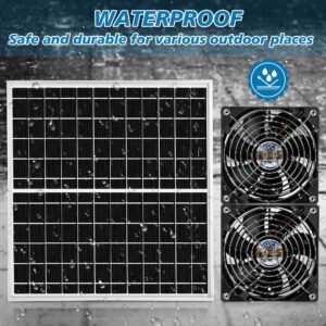 Solar Powered Waterproof Fan Kit, High Speed Exhaust Fan Solar Panel, DIY Cooling Ventilation Project for Chicken Coop, Greenhouse, Dog House, Shed, Gable, Attic