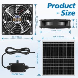 Solar Powered Waterproof Fan Kit, High Speed Exhaust Fan Solar Panel, DIY Cooling Ventilation Project for Chicken Coop, Greenhouse, Dog House, Shed, Gable, Attic