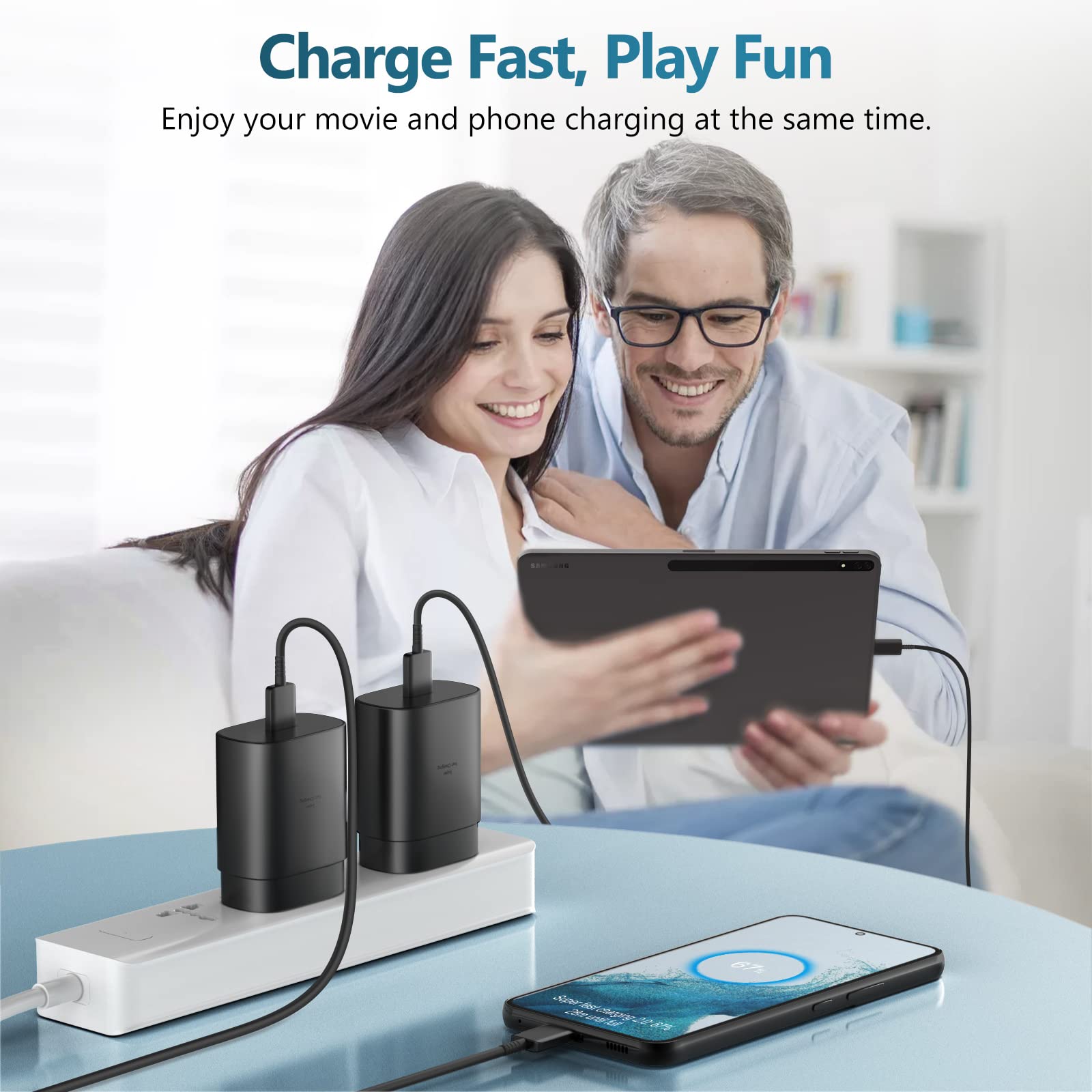 Fast Charger Type C 25W Android Phone Charger USB C Block with 10 FT C to C Type Fast Charging Cable for Samsung Galaxy S23 Ultra/S23/S23+/S22/S22 Ultra/S22+/S21/S20/Note 10/20, Z Fold/Flip, 3Pack