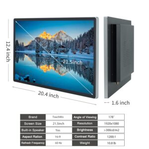 TouchWo 21.5 inch Android 9 Touchscreen Industrial PC, 16:9 FHD 1080P, WiFi and Built-in Speakers, RK3288 2GB RAM & 16GB ROM, Smart Board for Classroom, Meeting & Game