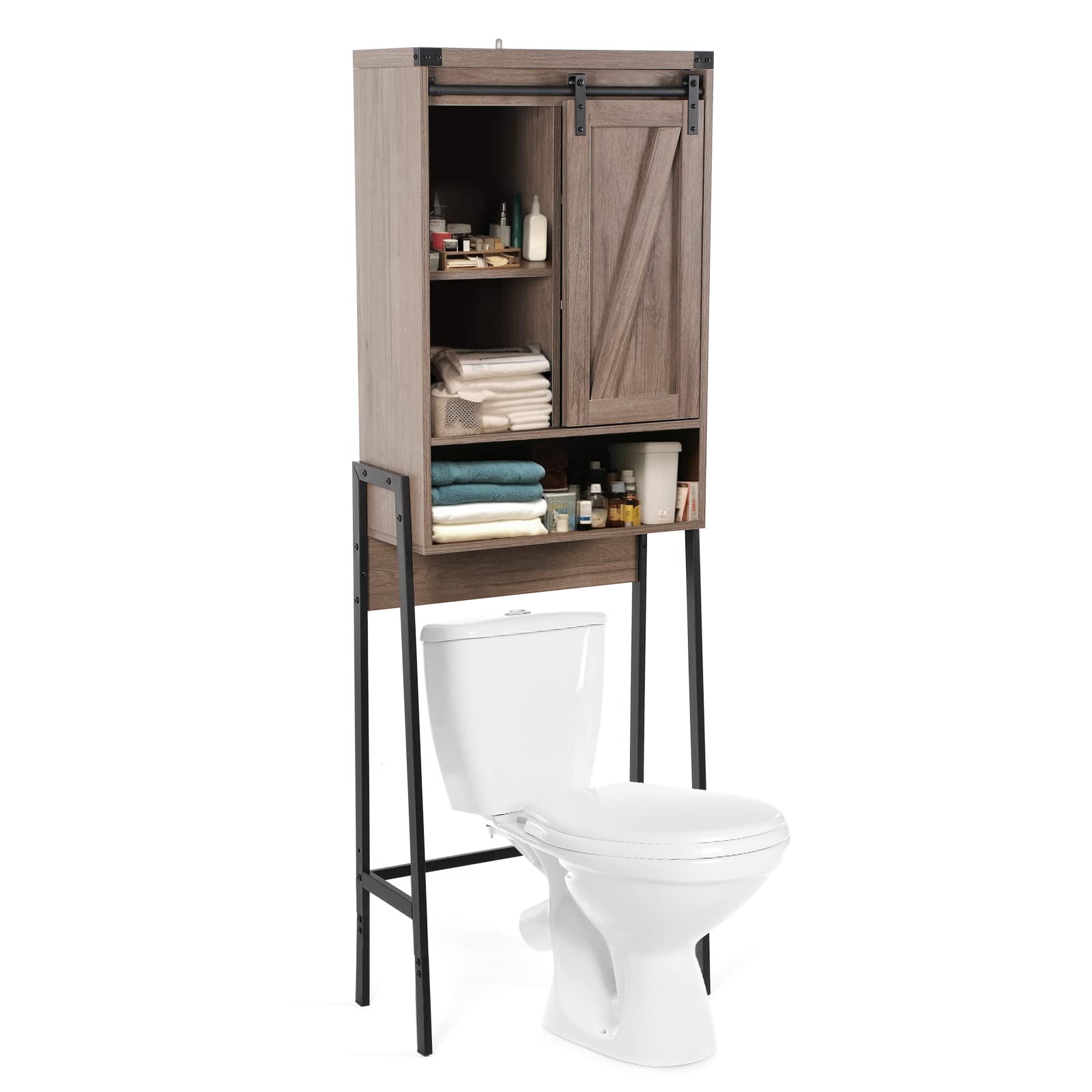 Homajor Over The Toilet Storage Cabinet,Over Toilet Bathroom Organizer,Above Toilet Storage Cabinet,Bathroom Storage Cabinet Over Toilet,with Adjustable Shelf,Sliding Door(Gray)