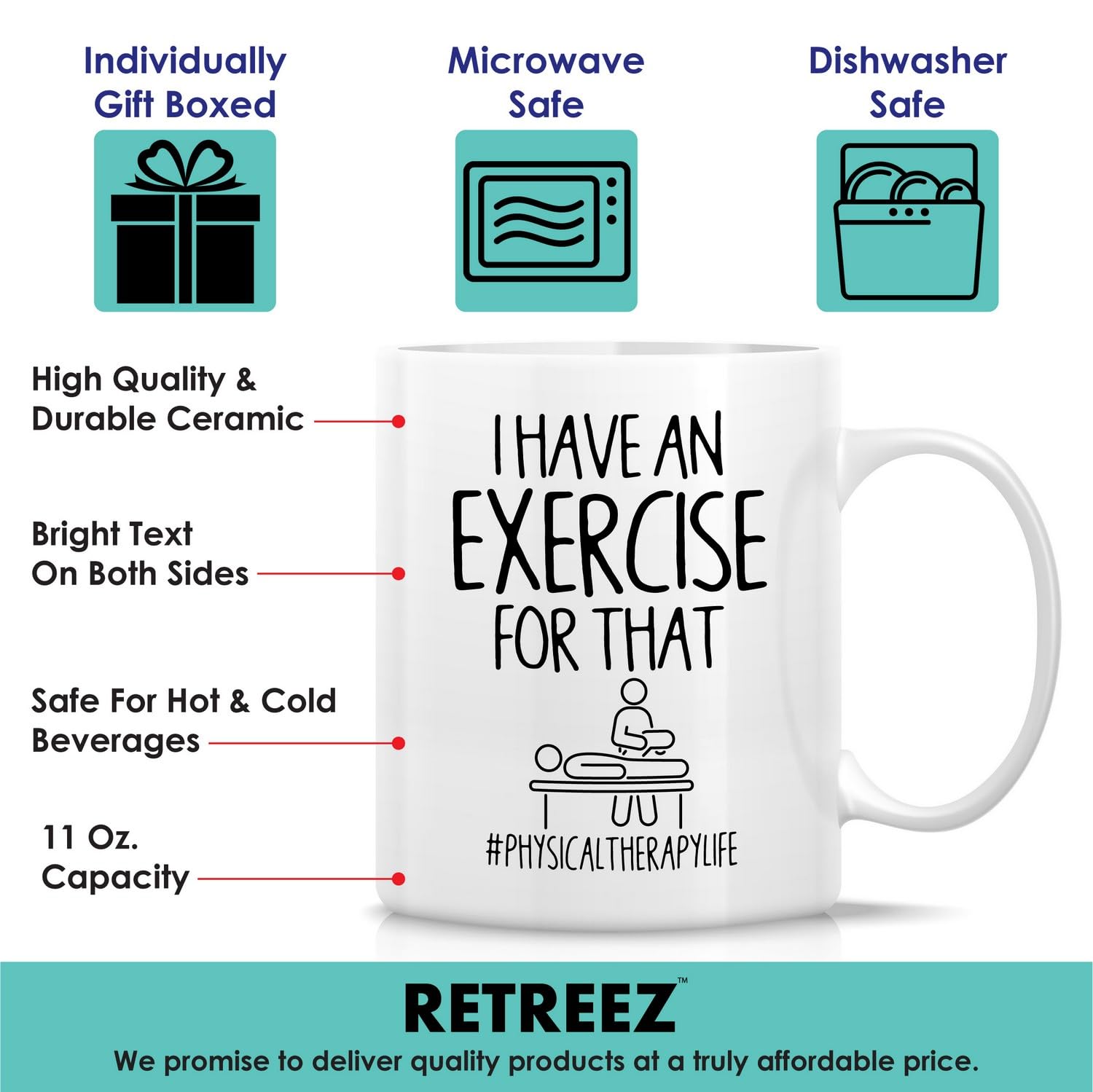 Retreez Funny PT Physical Therapy Mug Gift Therapist Exercise Physiotherapist Graduation Thank You 11 Oz Ceramic Coffee Mug - Sarcasm Inspirational birthday gift for friend coworker him her sis bro