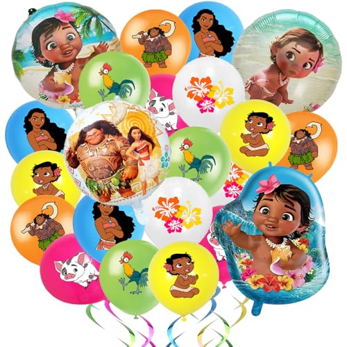 46Pcs Moana Birthday Party Decorations Balloon 6 Styles Colorful Tropical Themed Latex Balloon Bunch for Boys and Girls Moana Birthday Party Supplies