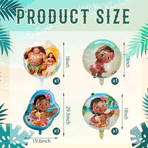 46Pcs Moana Birthday Party Decorations Balloon 6 Styles Colorful Tropical Themed Latex Balloon Bunch for Boys and Girls Moana Birthday Party Supplies