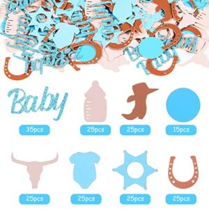 Cowboy Confetti Glitter - 200pcs Western Cowboy Confetti for Tables, Unique Design Double Sided Print Cowboy Baby Shower Table Confetti, Light Blue Baby Shower Western Wild West Cowboy Decorations