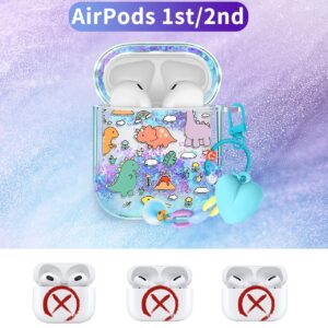 Kokaaee for Airpod Case 2nd & 1st Generation Cover Kawaii Funda Cute Aesthetic Girl Women Protector Liquid Glitter Bling Sparkly Design Estuche Keychain Girly for Apple Air Pod 1/2 Gen