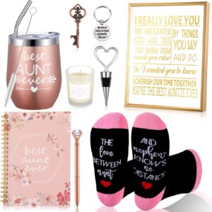 didaey 11 pcs mother's day gift for women, wife gifts aunt gifts gifts, aunt wife birthday gifts 12oz tumbler keychain socks candle notebook(for aunt)