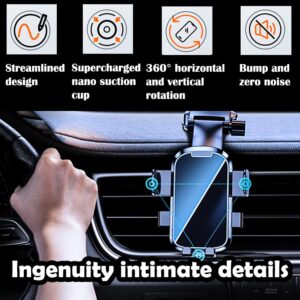 Dashboard Phone Holder,Powerful Vacuum Suction+Flexible Arm 360 Adjustable Car Phone Holder Mount Clip,Most Stable Phone Holder for Car Compatible with iPhone 14 Plus/Pro Max XR XPlus